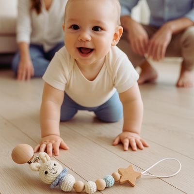 Attache Sucette Lapin Crochet Bois | PureBabyâą attirante