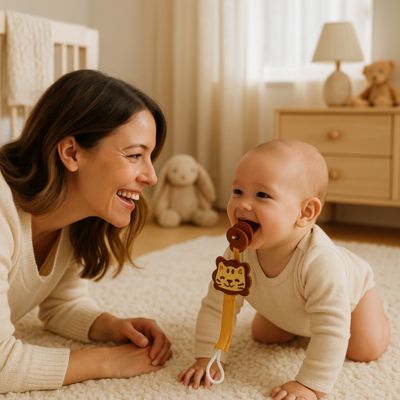 Attache sucette ruban tétine | Tigre Joyeux stimulante