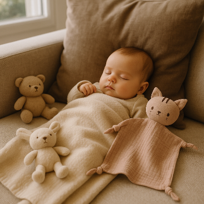Doudou bebe-|ServietteMoussseline|-Rose