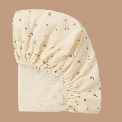 Drap-housse pour bébé naissant couffin - Gaze de coton imprimé étoile