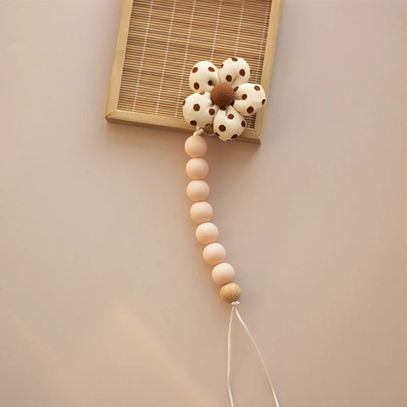 Attache sucette-|TeWindsor|- Fleurs d'hiver picotée