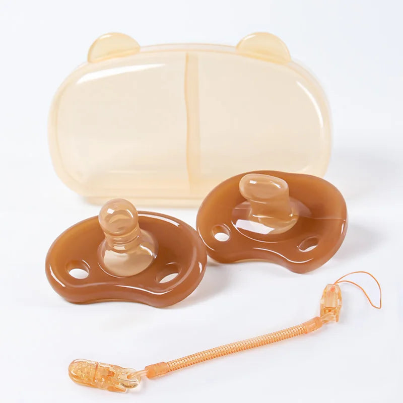Sucette pour bébé ensemble 4 pièces silicone | Brune foncée