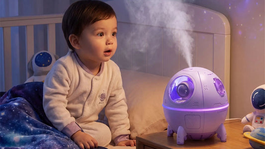 Humidificateurs ultrasoniques bébé vapeur froide rose et mauve - La pouponnette