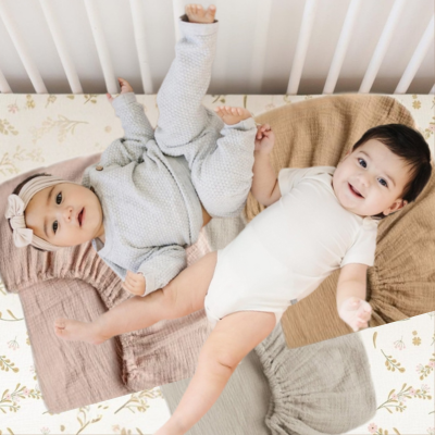 Drap housse pour bébé berceau - Gaze de coton monochromatique | BébéConfort™