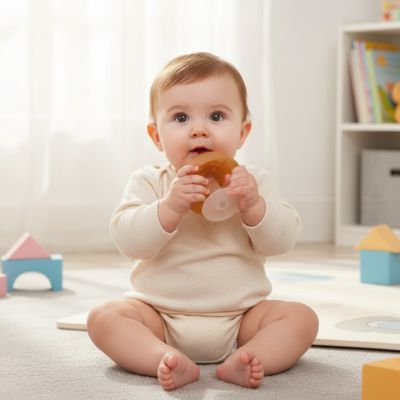 Anneau De Dentition Réfrigéré Silicone Bébé | Champignon sensoriel