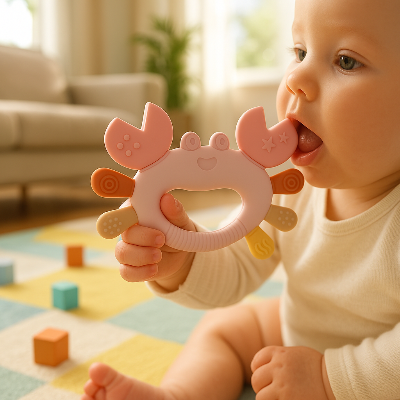 Anneau De Dentition Silicone Doux Bébé | Petit Crabe Des Neiges sécuritaires