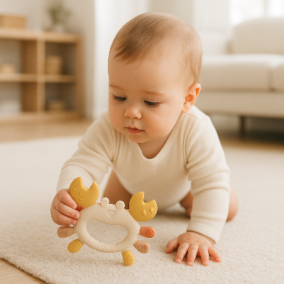 Anneau De Dentition Silicone Doux Bébé | Petit Crabe Des Neiges stimulant