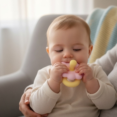 Anneau de Dentition Bébé Silicone | Fleur Ergonomique adaptative