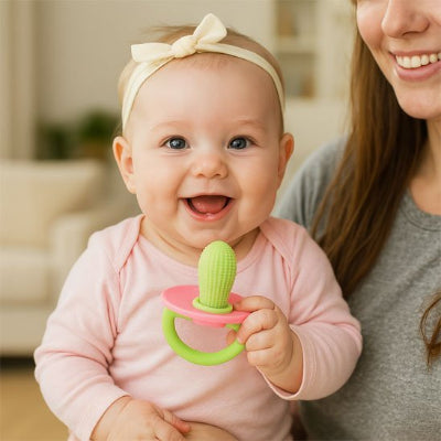 Anneau de dentition bébé silicone | Cactus apaisante