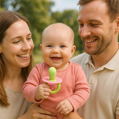 Anneau de dentition bébé silicone | Cactus sécuritaire