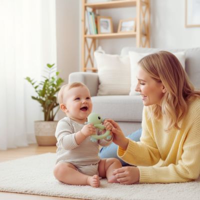 Anneau de dentition bébé silicone | Ducky™ stimulant