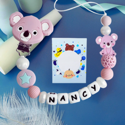 Attache-sucette personnalisée bébé boulier silicone rose | TYRY.HU-Cadeau unique