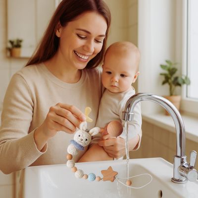 Attache Sucette Lapin Crochet Bois | PureBaby™ pratique