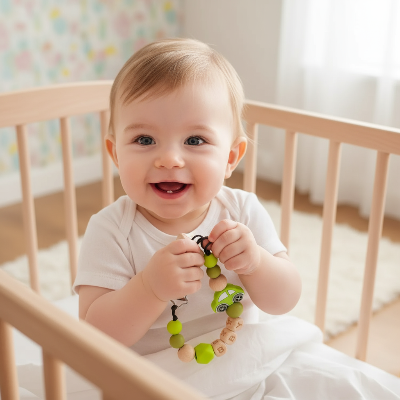 Attache Sucette Personnalisée Voiture Bois Garçon | PureBaby™ évolutive