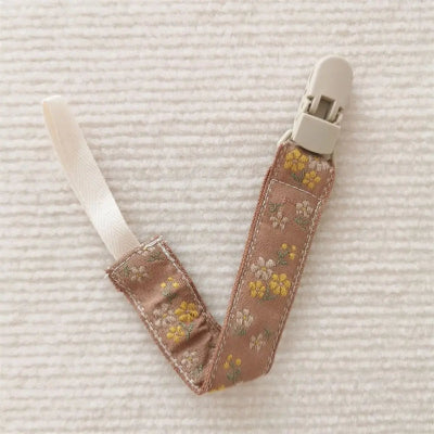 Attache sucette-|EthnicStyle|-Petites fleurs-brune