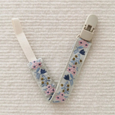 Attache sucette-|EthnicStyle|-Petites fleurs-rose et bleu