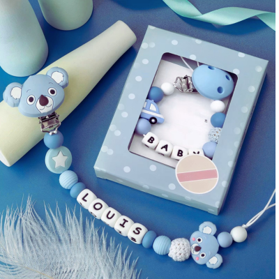 Attache sucette personnalisée bébé boulier silicone éveil sensoriel