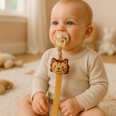 Attache sucette ruban tétine | Tigre Joyeux sécuritaire