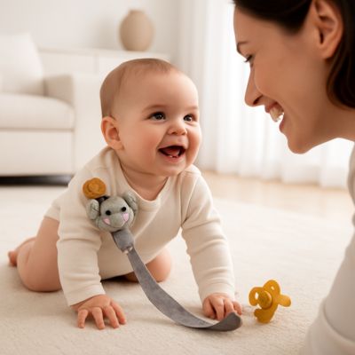 Attache sucette ruban tétine | Éléphant Dodu sécuritaire