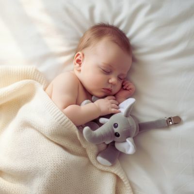 Attache tétine peluche Bébé Éléphant | Doudou Clip™ pratique