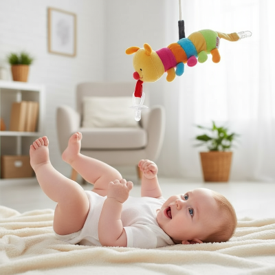 Attache tétine peluche chenille éveil | Caterpillar™ stimulant