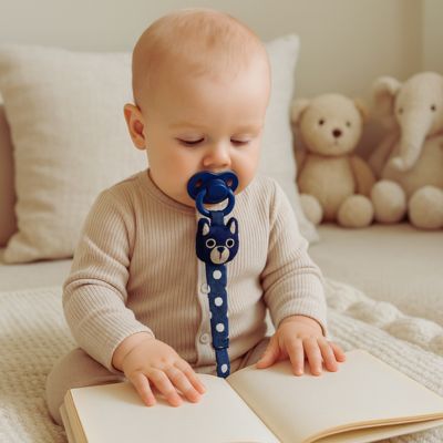 Attache tétine ruban Denim | BabyCatDog™ sécuritaire