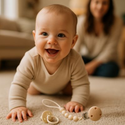 Attache tétine silicone chaînette | Petit Ours sécurisant