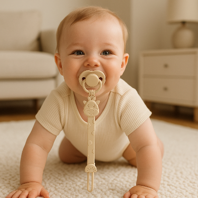 Attache tétine silicone girafe | PetitMiracle™ réconfortante