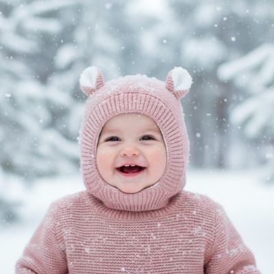 Cagoule bebe rose sourire d'enfant