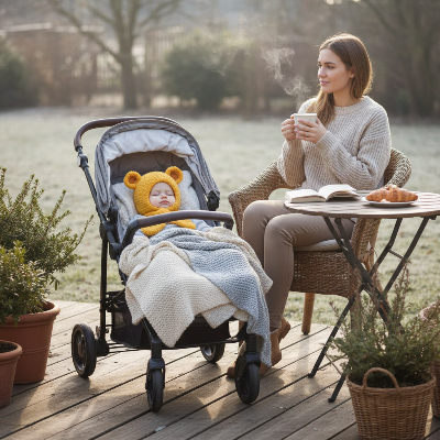 Cagoule pour bebe avec écharpe jaune 