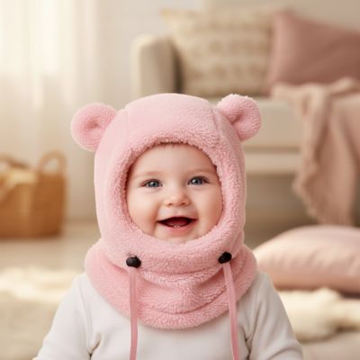 Cagoule pour bebe protectrice rose enfant souriant 