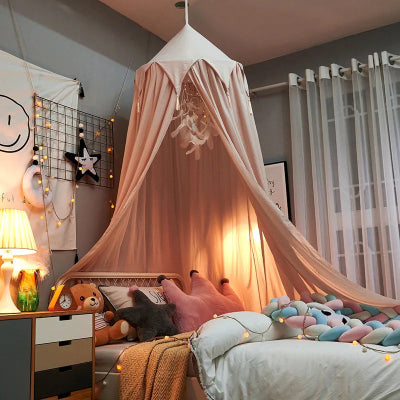 Ciel de lit pour bebe-|MoustiquaireDôme|-Pompons