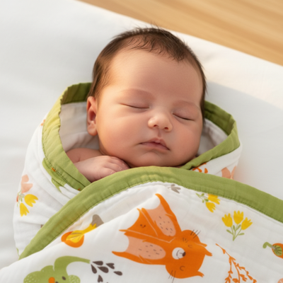 Couverture bébé d'emmaillotement bambou | Mousseline™ – Confort thermique – Animaux