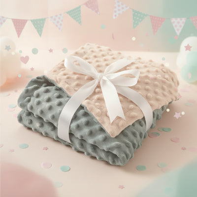Couverture bébé d'emmaillotement bleue et rose | BubbleBlanket™ – Cadeau parfait