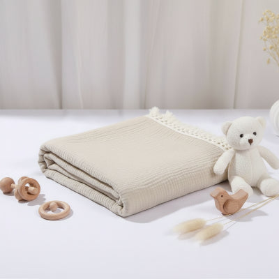 Couverture bébé en mousseline beige | La Mignonnette™