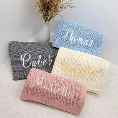 Couverture bebe personnalisée tricotée | LuckyMe™ – Polyvalente