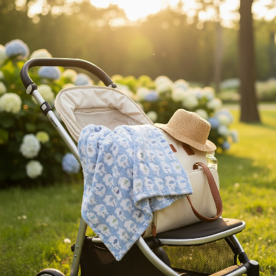 Couverture bebe polaire Éléphant bleu | BoréaleBlanket™ – Parfait pour les sorties
