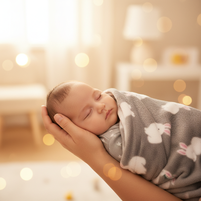 Couverture d'emmaillotement polaire Animal | MaBoréale™ – Moment de tendresse avec maman — lapin