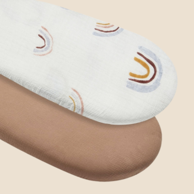 Drap housse pour bébé respirant pour couffin Gaze de coton | 2 Pièces