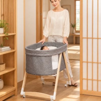 Lit de voyage bébé à bascule | FaitDodo™ – Maman qui déplace le lit d'un  espace à l'autre