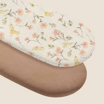 Drap housse pour bébé respirant pour couffin Gaze de coton | 2 Pièces