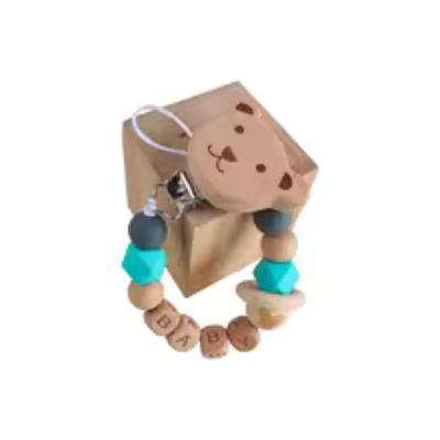 Attache Sucette Personnalisée Bois Colorée animal | PureBaby™ ourson