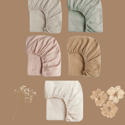 Drap housse pour bébé berceau - Gaze de coton monochromatique | BébéConfort™