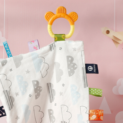 Doudou Étiquettes Bébé avec Anneau | LittleBlanket™ nuage