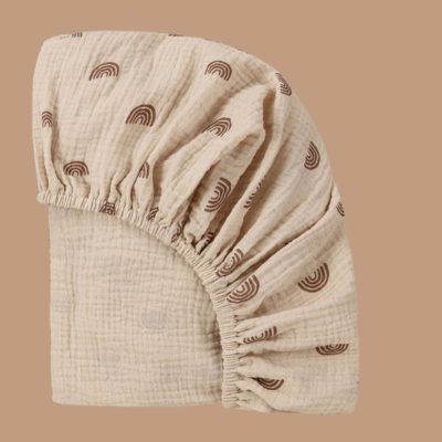 Drap-housse pour bébé Gaze de coton imprimé monochrome