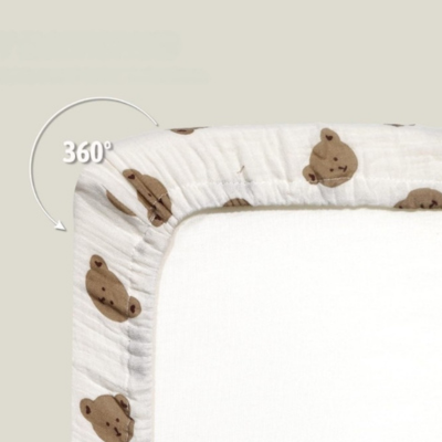 Drap housse pour bébé respirant pour couffin Gaze de coton | 2 Pièces pratiques