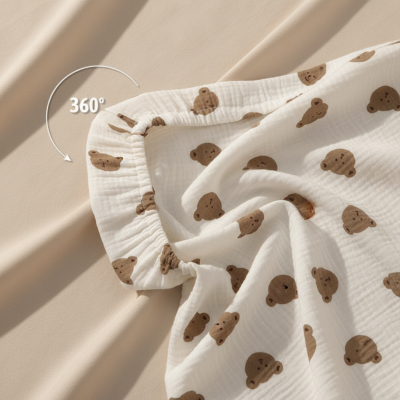 Drap housse pour bébé respirant pour couffin gaze de coton | 2 pièces – 360