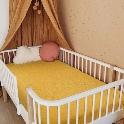 Drap housse pour bebe en coton mousseline uni doux