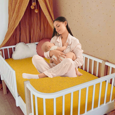 Drap housse pour bebe en coton mousseline uni thermorégulateur