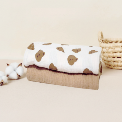 Drap housse pour bebe gaze de coton qui respire | 2 pièces – Apaisant 